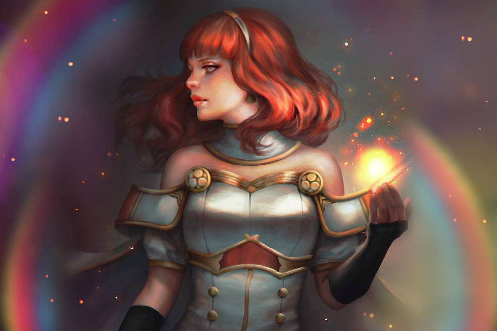 Обои для рабочего стола Девушка с магией над рукой, by serafleur