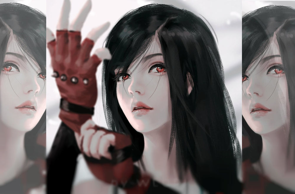 Обои для рабочего стола Tifa Lockhart / Тифа Локхарт - женский персонаж видеоигры Final Fantasy VII от Square, by. WLOP