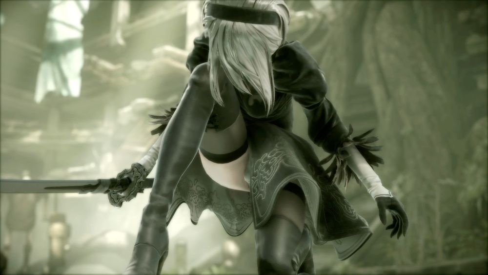 Обои для рабочего стола YoRHa №2 тип B с катаной из игры NieR: Automata