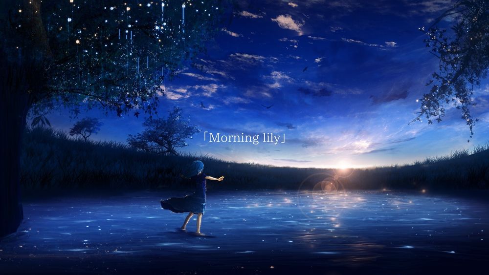 Обои для рабочего стола Девочка встречает рассвет, (Morning lily / утро Лили), by Y_Y