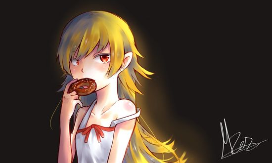 Обои на рабочий стол Синобу Осино / Oshino Shinobu из аниме Bakemonogatari / Истории монстров, by Mazumaro