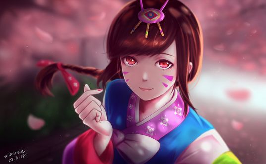 Обои на рабочий стол D. VA / Ханна Сон из игры Overwatch / Дозор, by Demonconstruct