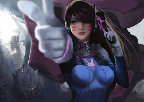 Обои на рабочий стол D. VA / Ханна Сон из игры Overwatch / Дозор, by darkzmonsty