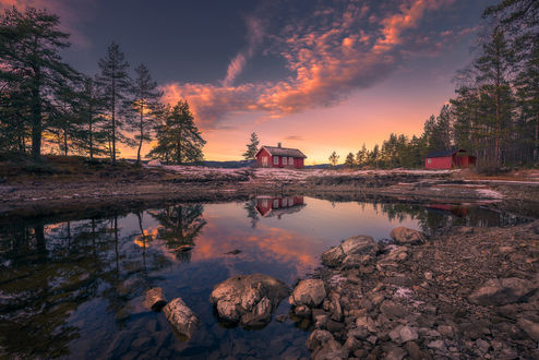 Обои на рабочий стол Озеро Ringerike, Norway / Ringerike, Норвегия, фотограф Ole Henrik Skjelstad