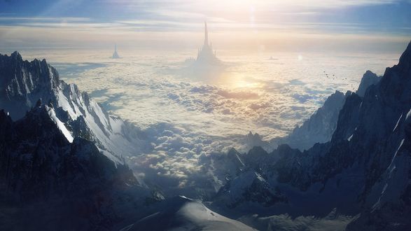 Обои на рабочий стол Замок в облаках, by Grivetart