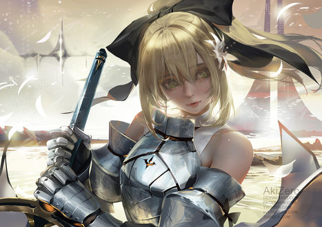 Обои на рабочий стол Saber / Сейбер / Saber Lily / Сейбер Лили из визуальной новеллы, аниме Fate / stay night / Судьба / Ночь Схватки, by AkiZero1510