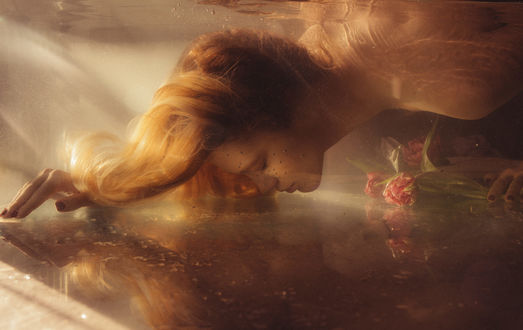 Обои на рабочий стол Девушка под водой, фотограф Marta Syrko