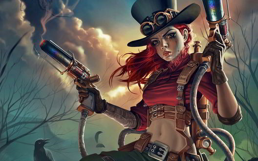 Обои на рабочий стол The Dragon Lady / Дракон Леди из игры Steampunk Warrior / Стимпанк Воин