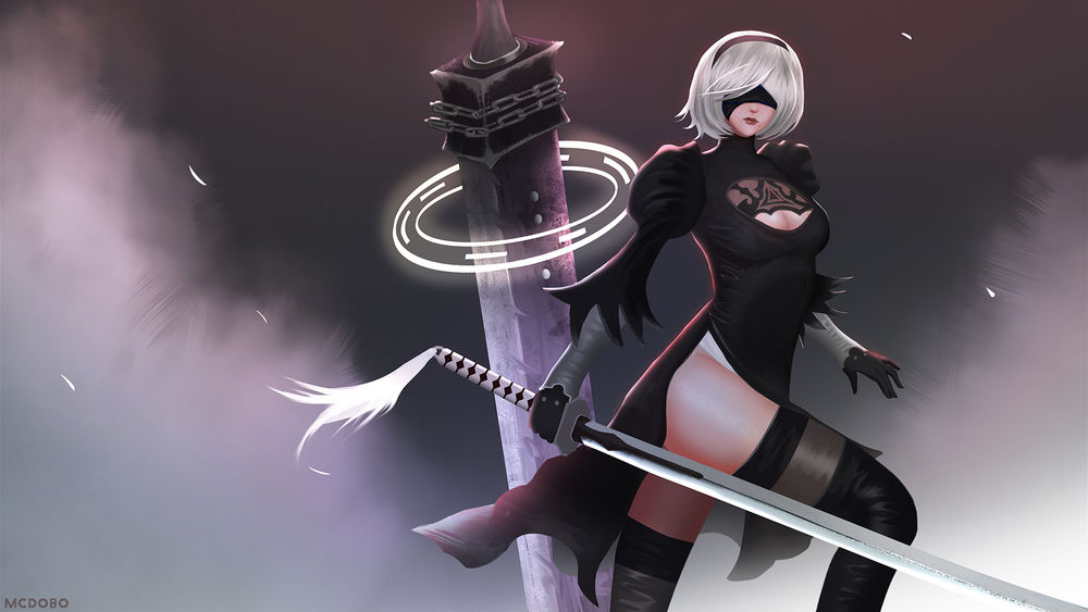 Обои для рабочего стола YoRHa №2 тип B из игры NieR: Automata, by McDobo