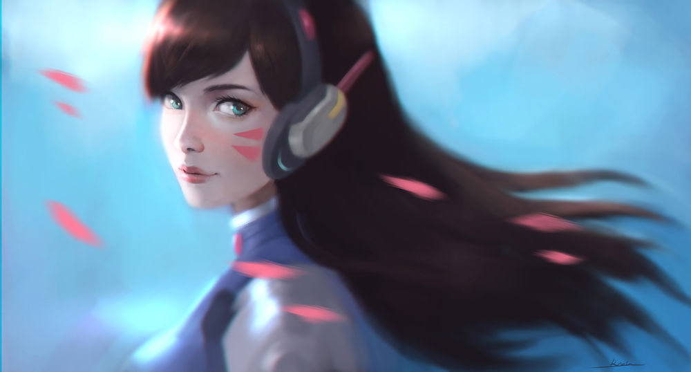 Обои для рабочего стола D. VA / Ханна Сон из игры Overwatch / Дозор, by kazekuro22