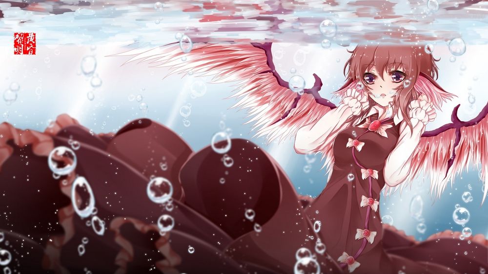 Обои для рабочего стола Мистия Лорелей / Mystia Lorelei из манги Тохо Сангэцусэй: Священная земля Востока / Touhou Sangetsusei: Oriental Sacred Place