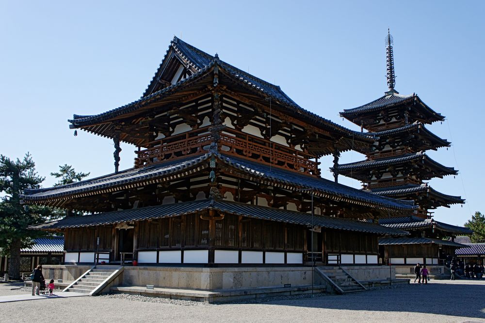 Обои для рабочего стола Храм с пагодой Horyu, Japan / Япония
