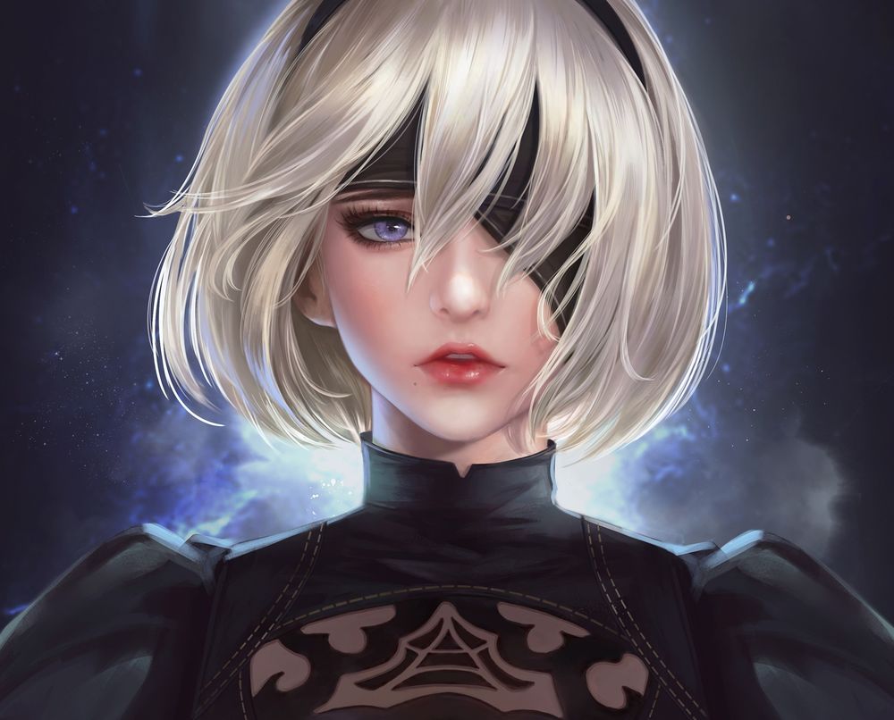 Обои на рабочий стол YoRHa No. 2 Type B из игры NieR: Automata, by qianyu  mo, обои для рабочего стола, скачать обои, обои бесплатно