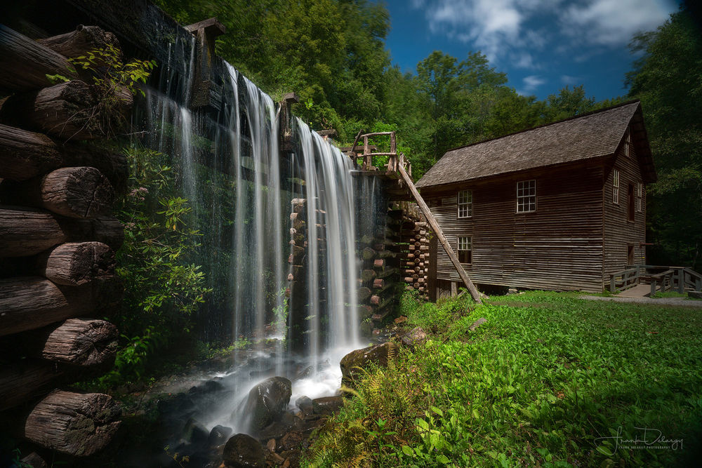 Обои для рабочего стола Mingus Mill в Национальном парке Great Smoky Mountains, рабочая мельница, фотограф Frank Delargy