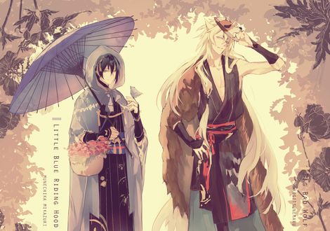 Обои на рабочий стол Kogitsunemaru / Когитсунемару и Munechika Mikazuki из игры Touken Ranbu / Танец мечей