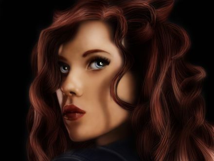 Обои на рабочий стол Портрет Scarlett Johansson / Скарлетт Йоханссон в роли Black Widow / Черной Вдовы, by GingerLilys
