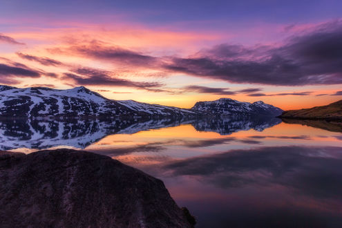 Обои на рабочий стол Закат на полуострове Westfjords of Iceland / Вестфьорд, Исландии, фотограф Daniel Herr