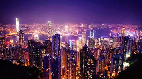 Обои на рабочий стол Ночная жизнь Hong Kong / Гонконга, by palmbook