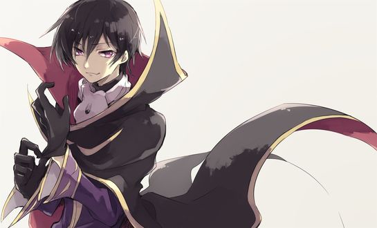 Обои на рабочий стол Лелуш Lelouch Lamperouge в плаще из аниме Код Гиас: Восставший Лелуш / Code Geass: Lelouch of the Rebellion