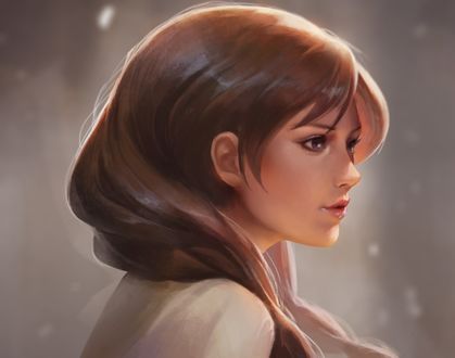 Обои на рабочий стол Девушка с длинными волосами, by Sariya Asavametha