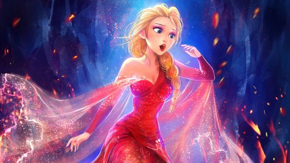 Обои на рабочий стол Огненная Эльза / Elsa, героиня мультфильма Холодное сердце / Frozen