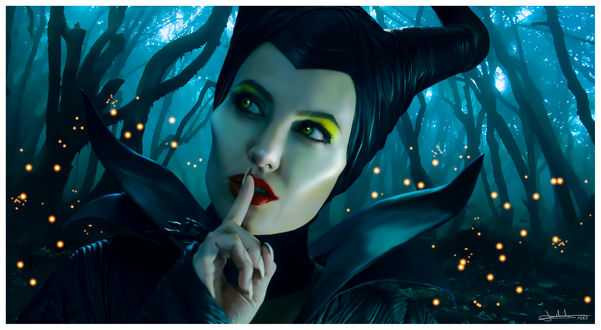 Обои на рабочий стол Актриса Анджелина Джоли / Angelina Jolie в роли Малефисенты / Maleficent, в одноименном фильме Малефисента / Maleficent, by MaxHitman