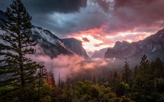 Обои на рабочий стол Национальный парк Йосемити / Yosemite вечером, США / USA