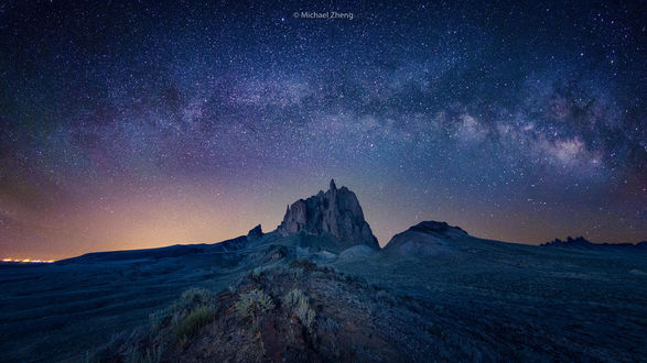 Обои на рабочий стол Скалы под ночным небом в New Mexico / Нью-Мексико, фотограф Michael Zheng