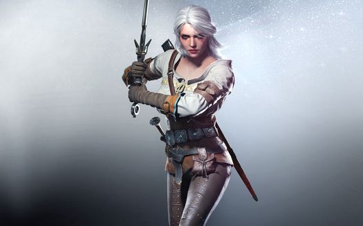 Обои на рабочий стол Девушка-воин с мечом из игры Witcher 3: Wild Hunt / Ведьмак 3: Дикая Охота
