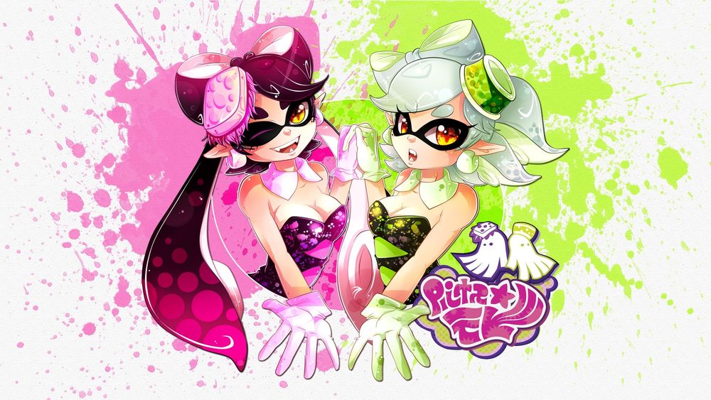 Обои для рабочего стола Две девушки из игры Сплатун / Splatoon, Мари / Кали