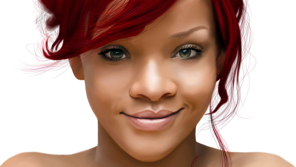 Обои для рабочего стола Американская поп-певица и актриса Рианна Фенти / Rihanna Fenty, by Art-Gem