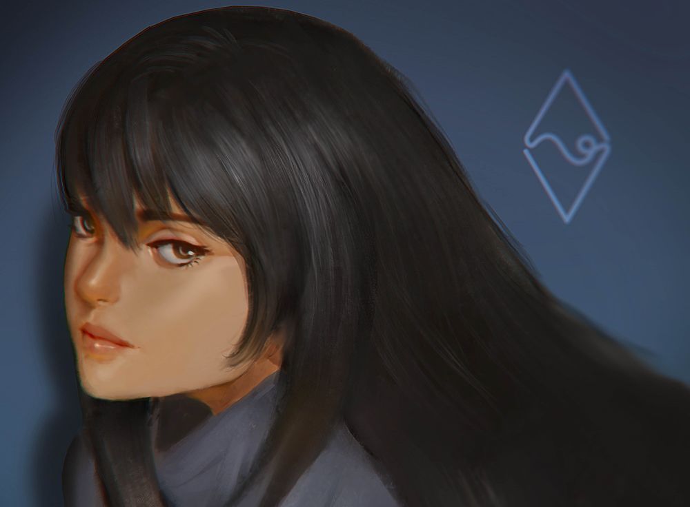 Обои для рабочего стола Девушка с длинными волосами, by mangamie