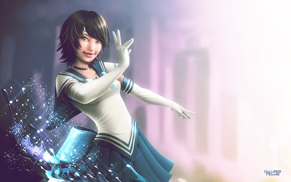 Обои для рабочего стола Sailor Mercury / Сейлор Меркурий из аниме Bishoujo Senshi Sailor Moon / Прекрасный воин Сейлор Мун, by lenadrofranci