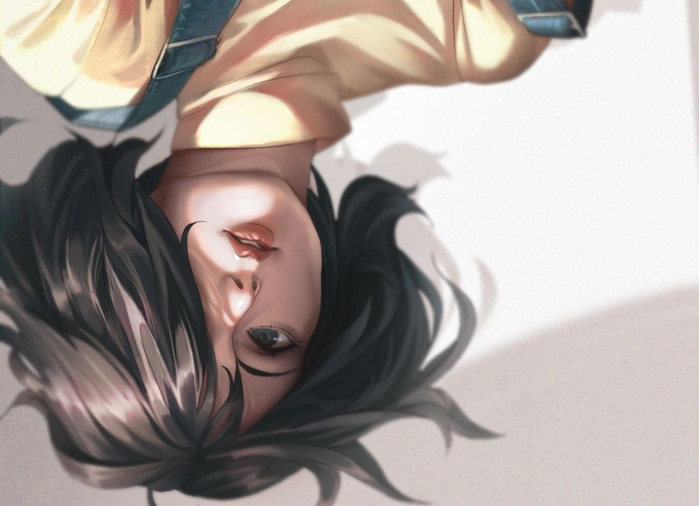 Обои для рабочего стола Девушка вверх ногами, by lorenzbasuki