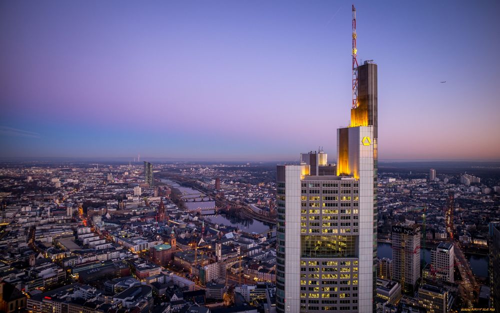 Обои для рабочего стола Панорамный вид города Frankfurt am Main / Франкфурт-на-Майне, Germany / Германия