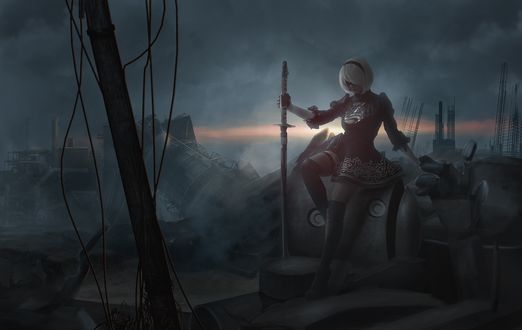 Обои на рабочий стол Косплей YoRHa №2 тип B из игры NieR: Automata