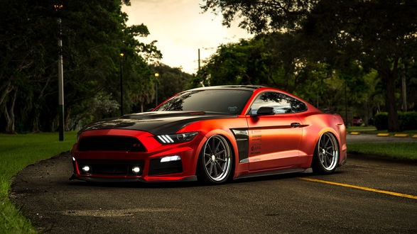 Обои на рабочий стол Ford mustang GT на дороге
