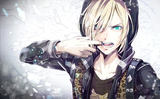 Обои на рабочий стол Сердитый фигурист Yuri Plisetsky / Юрий Плисецкий из аниме Юрий на льду! / Yuri on Ice!