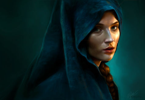 Обои на рабочий стол Британская актриса Sophie Turner / Софи Тернер в роли Sansa Stark / Санса Старк из сериала Игра престолов / Game of Thrones