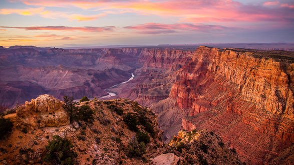 Обои на рабочий стол Гранд-каньон / Grand Canyon вечером, штат Аризона, США / Arizona, USA