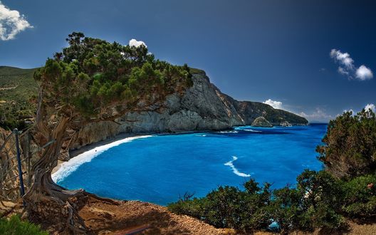 Обои на рабочий стол Побережье острова Lefkada, Greece / Лефкада, Греция