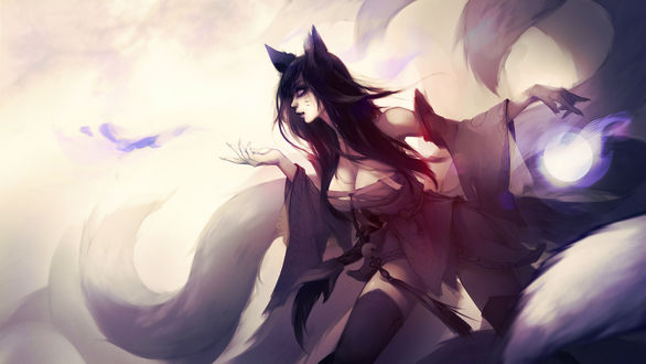 Обои на рабочий стол Ahri / Ари из игры League of Legends / Лига Легенд, by EwaLabak