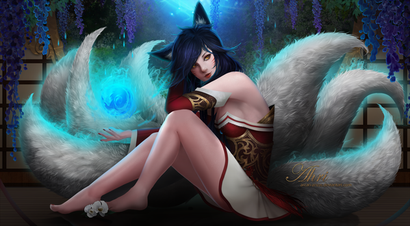 Обои на рабочий стол Ahri / Ари из игры League of Legends / Лига Легенд, by Arcan-Anzas