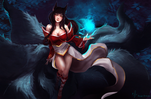 Обои на рабочий стол Ahri / Ари из игры League of Legends / Лига Легенд, by Arcan-Anzas