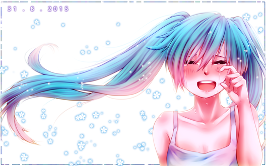 Обои на рабочий стол Плачущая Vocaloid Miku Hatsune / Вокалоид Мику Хацунэ, by PiyoriYoake