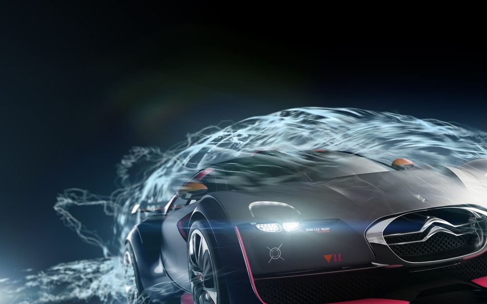 Обои для рабочего стола Citroen concept в абстрактном дыму