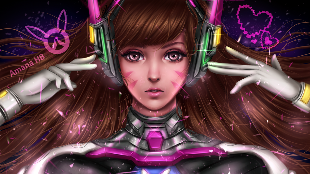 Обои для рабочего стола D. VA / Ханна Сон из игры Overwatch / Дозор, by Amana-HB