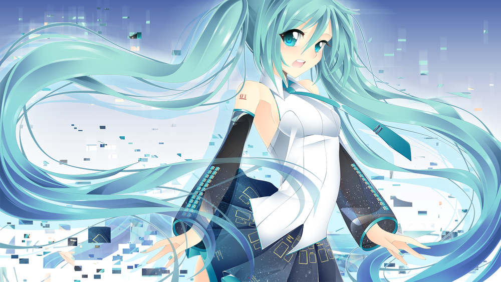 Обои для рабочего стола Vocaloid Miku Hatsune / Вокалоид Мику Хацунэ, by lEdogawa