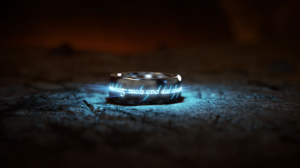 Обои на рабочий стол One Ring / Кольцо Всевластия с горящим, магическим светом заклятия, из кинотрилогии The Lord of the Rings / Властелин колец