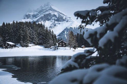 Обои на рабочий стол Зима в Switzerland / Швейцарии, фотограф Johannes Hulsch